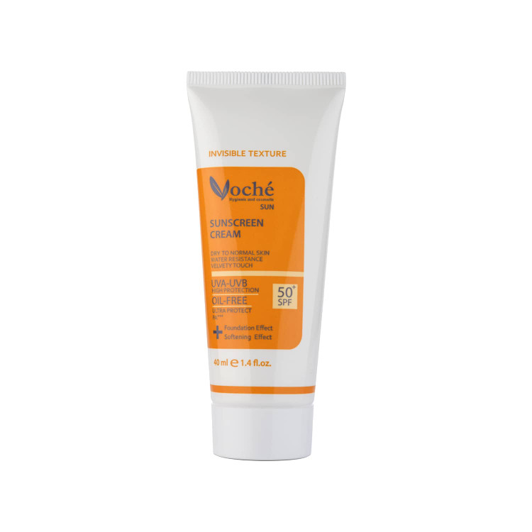 کرم ضد آفتاب بدون رنگ وچه SPF 50 مناسب پوستهای خشک و معمولی