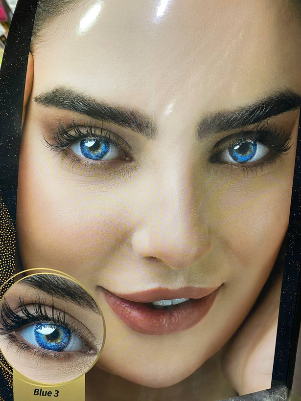 عکس و تست لنز چشم آبی تیره بلو3 بلینک blue3
