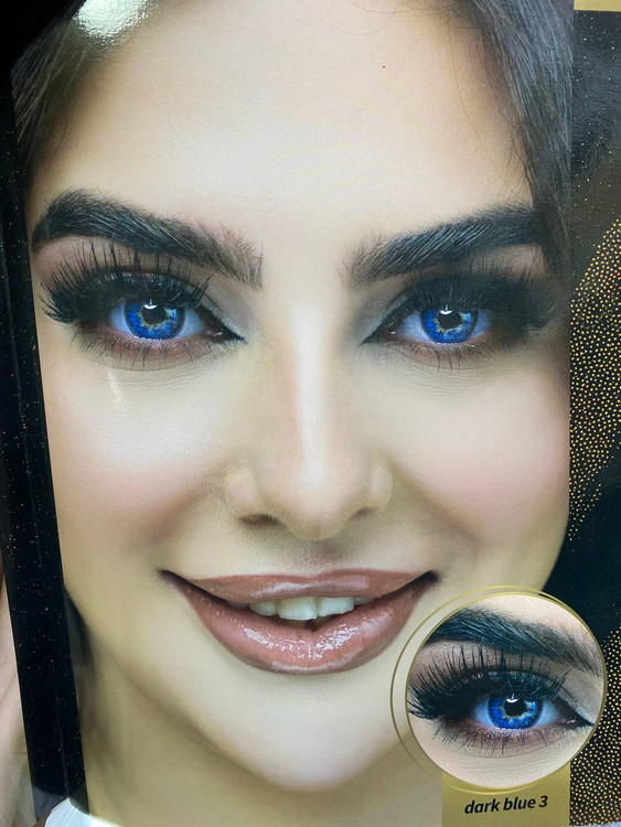 عکس و تست لنز چشم آبی تیره دارک بلو بلینک DARK BLUE3