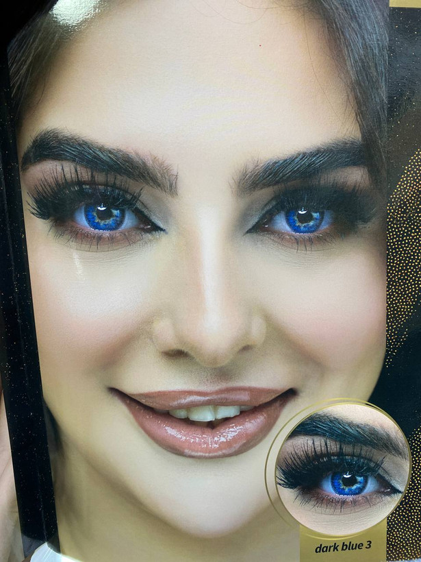 عکس و تست لنز چشم آبی تیره دارک بلو بلینک DARK BLUE3