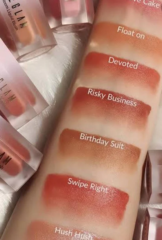 تست رنگبندی رژگونه مایع شیگلم رنگ Birthday Suit